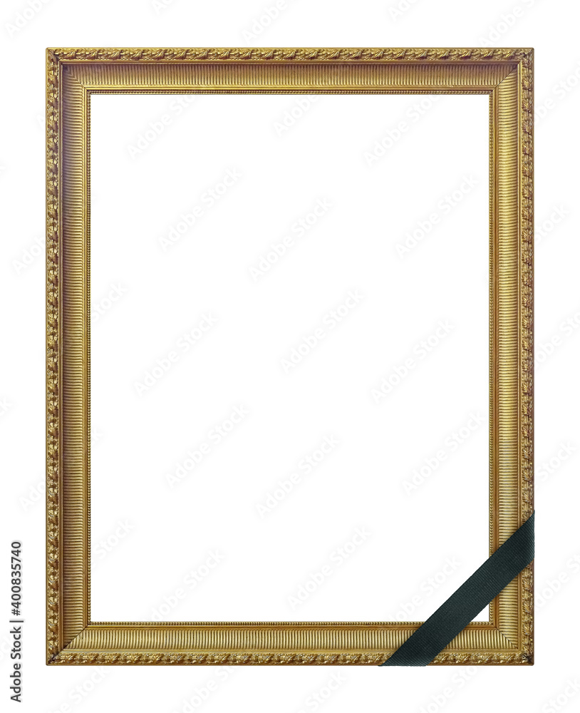 Golden frame for paintings, mirrors or photo isolated on white background