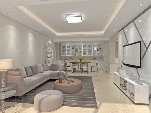 3d render. Modern living room interior. © esin