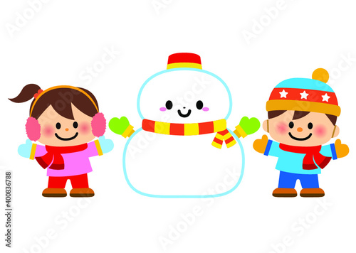 雪だるまと子供
