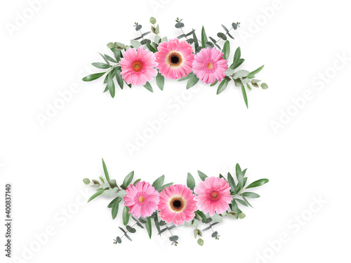 Wreaths made of beautiful flowers on white background