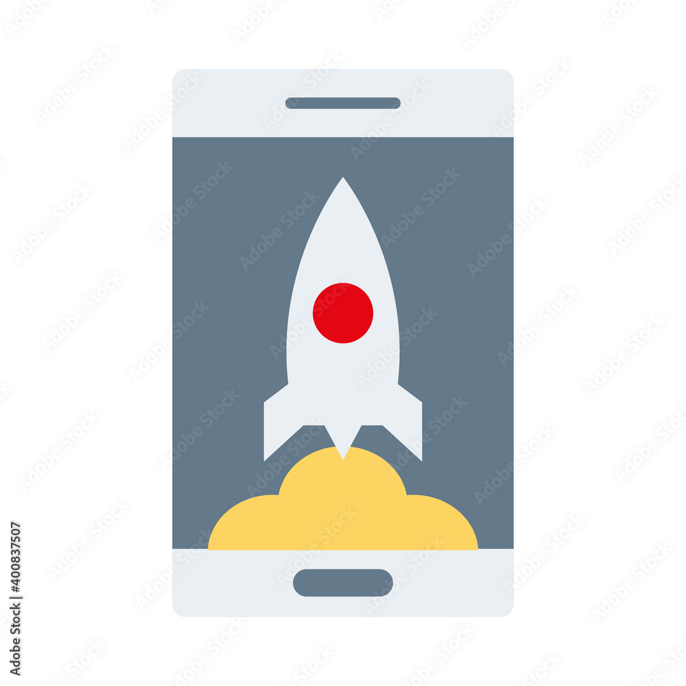 smartphone with rocket flat style icon vector illustration design smartphone with rocket flat style icon vector illustration design