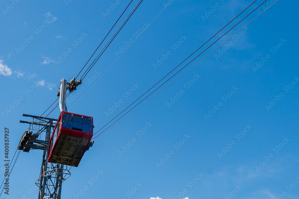 Cable car on ropeway leading to a top of Tahtali mountain in Antalya province, Turkey