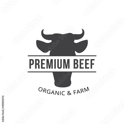 Logo for finest quality farming premium beef a vector illustration photo