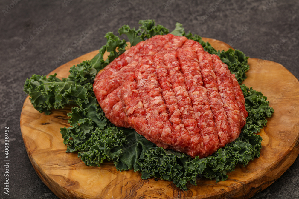 Raw beef burger cutlet for cooking Raw beef burger cutlet for cooking