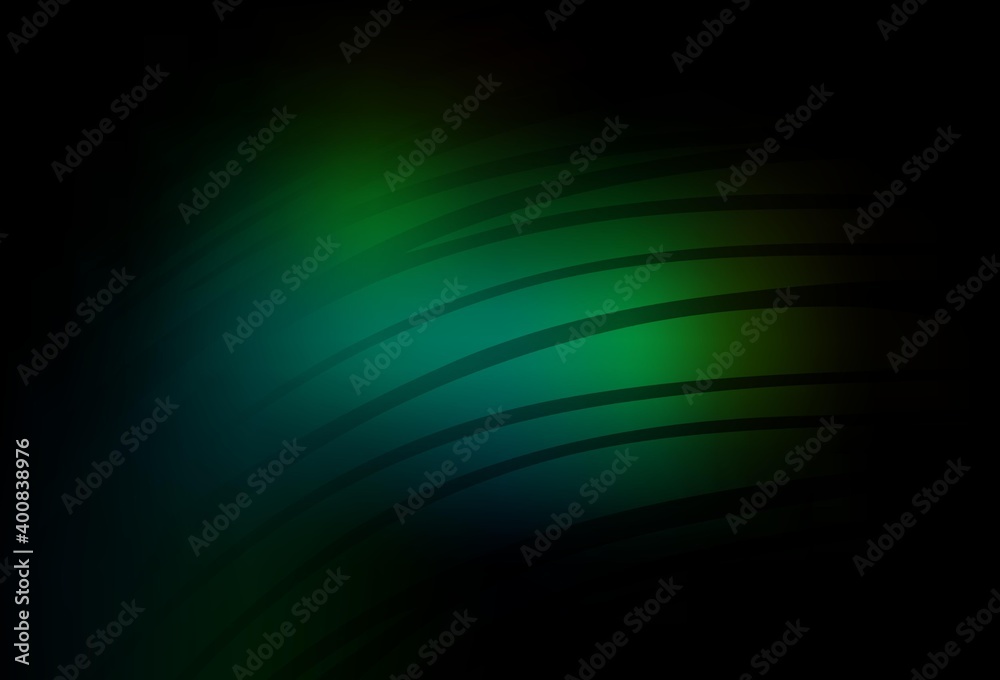 Fototapeta premium Dark Green vector pattern with curved lines.
