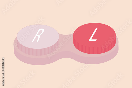 Closed contact lenses container. Eyesight care, lens hygiene container.