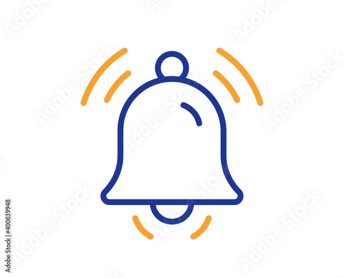 Notification bell line icon. Alarm reminder sign. Alarm clock symbol. Quality design element. Line style notification bell icon. Editable stroke. Vector
