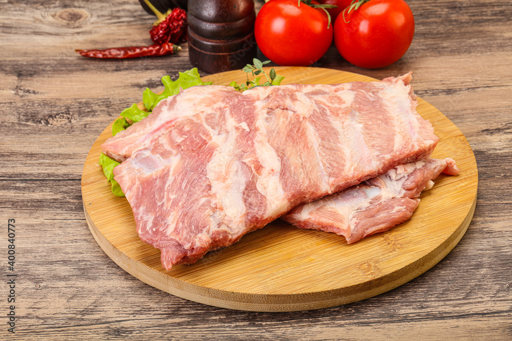 Raw pork ribs for cooking