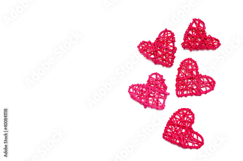 Five hearts on a white background