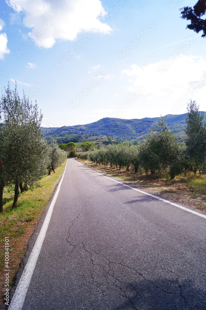 Road between Greve in Chianti and Montefioralle, Tuscany, Italy Road between Greve in Chianti and Montefioralle, Tuscany, Italy