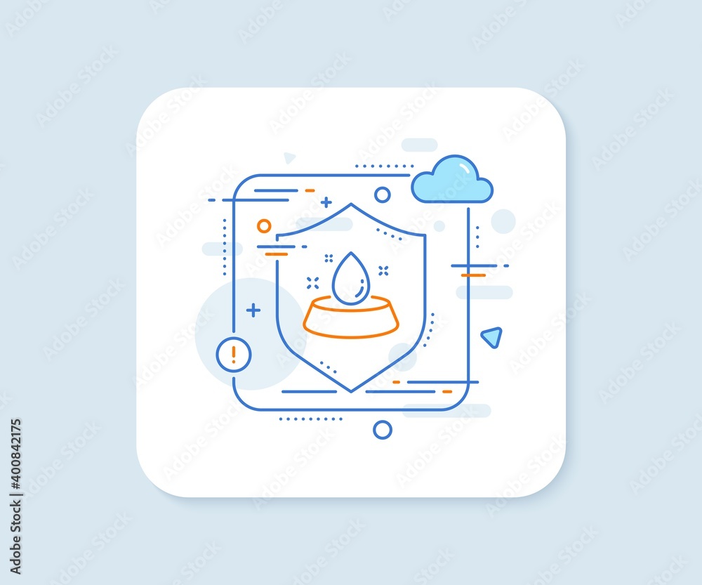 Bowl with water line icon. Abstract vector button. Pets feeding sign. Pet drink symbol. Water bowl line icon. Protect shield concept. Vector Bowl with water line icon. Abstract vector button. Pets feeding sign. Pet drink symbol. Water bowl line icon. Protect shield concept. Vector