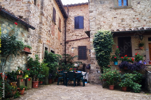 Glimpse of the ancient medieval village of Montefioralle, Tuscany, Italy