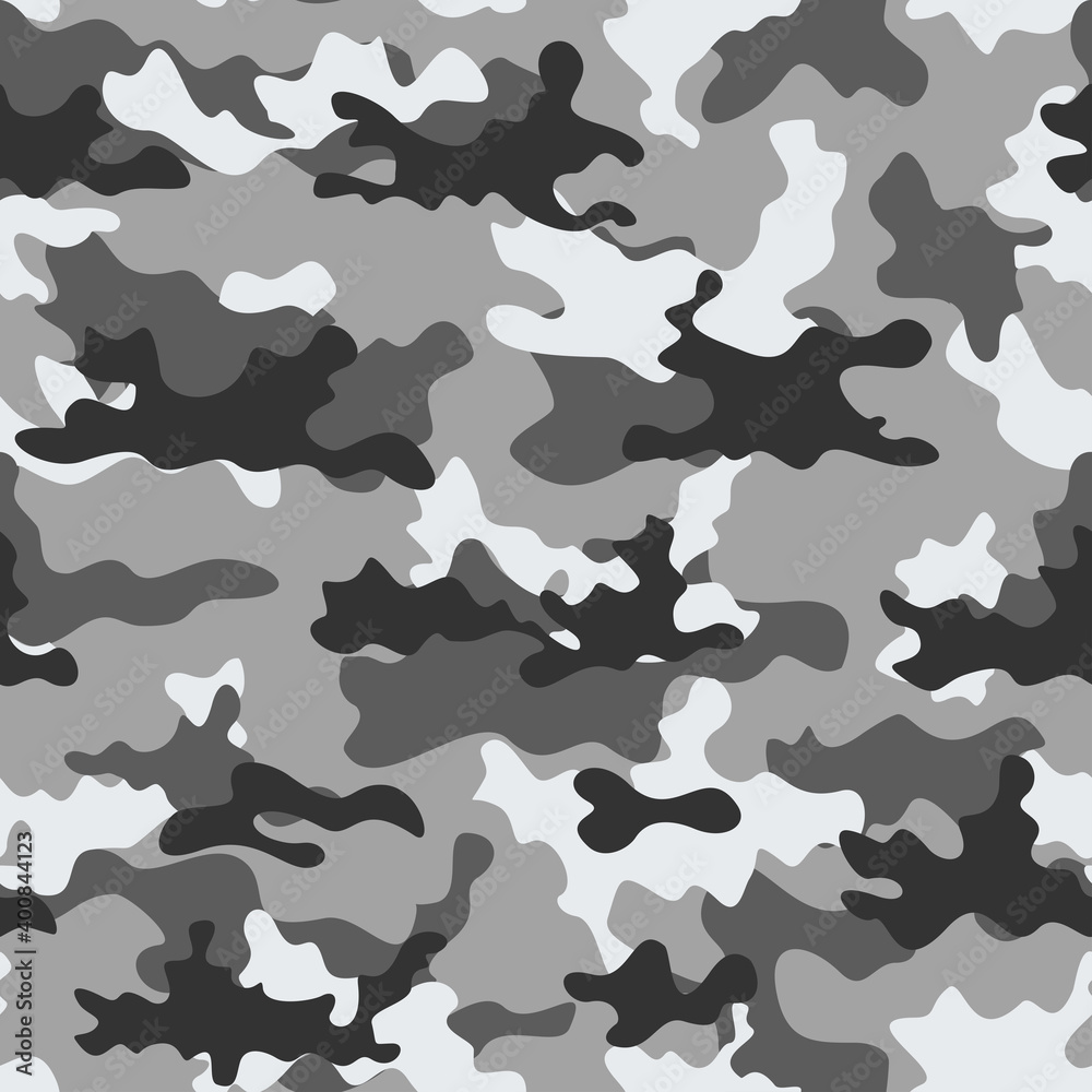 Camouflage gray background army seamless pattern on print.
Camouflage gray background army seamless pattern on print.