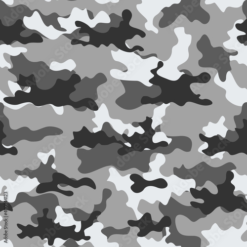  Camouflage gray background army seamless pattern on print.