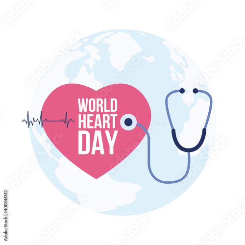 Vector flat illustration with concept of World heart day.