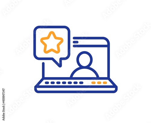 Online rating line icon. Best ranking sign. Social network symbol. Quality design element. Line style online rating icon. Editable stroke. Vector