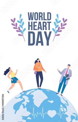 Poster with concept of world heart day a vector illustration