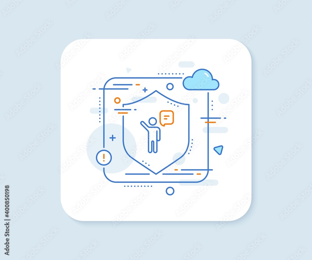 Agent talk line icon. Abstract vector button. Business management sign. Speech bubble symbol. Agent line icon. Protect shield concept. Vector Agent talk line icon. Abstract vector button. Business management sign. Speech bubble symbol. Agent line icon. Protect shield concept. Vector