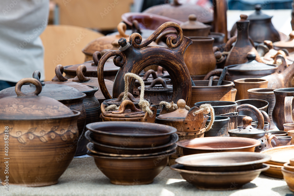 Handmade ukrainian pottery in Kiev Ukraine national traditions 