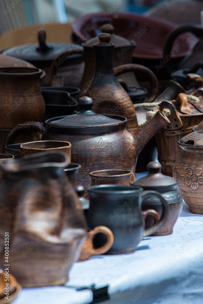 Handmade ukrainian pottery in Kiev Ukraine national traditions 