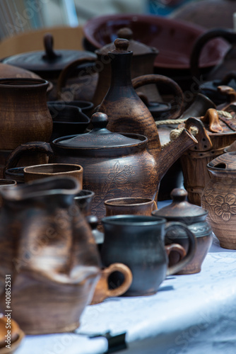 Handmade ukrainian pottery in Kiev Ukraine national traditions 