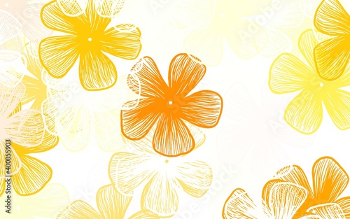 Light Orange vector doodle texture with flowers