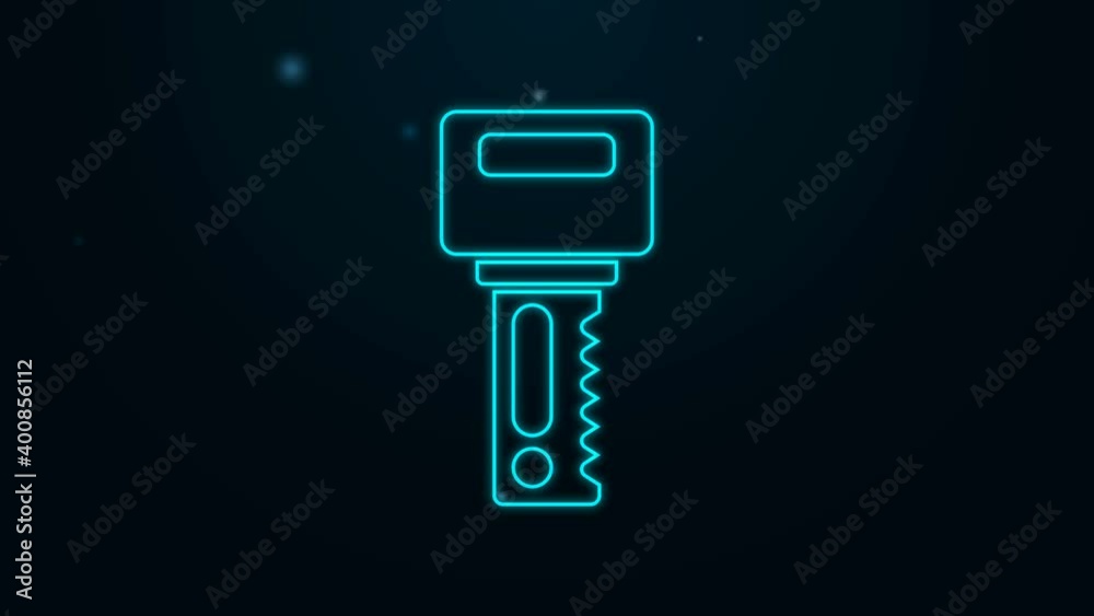 Glowing neon line Car key with remote icon isolated on black background. Car key and alarm system. 4K Video motion graphic animation Glowing neon line Car key with remote icon isolated on black background. Car key and alarm system. 4K Video motion graphic animation