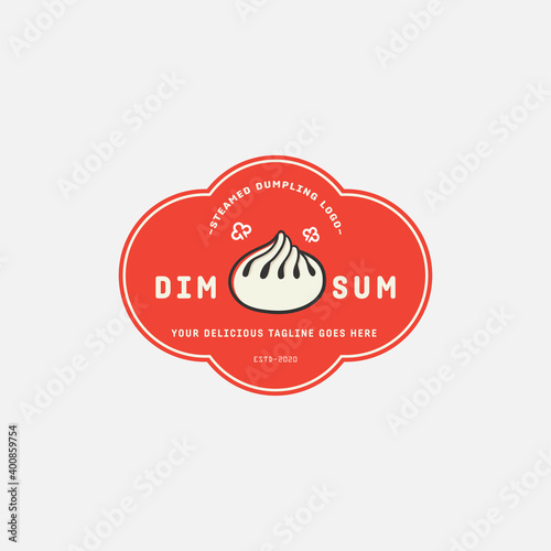 Dim sum logo design vector template. Vector label Chinese cuisine steamed dumpling.