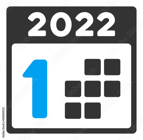 Vector 2022 first day illustration. An isolated illustration on a white background.