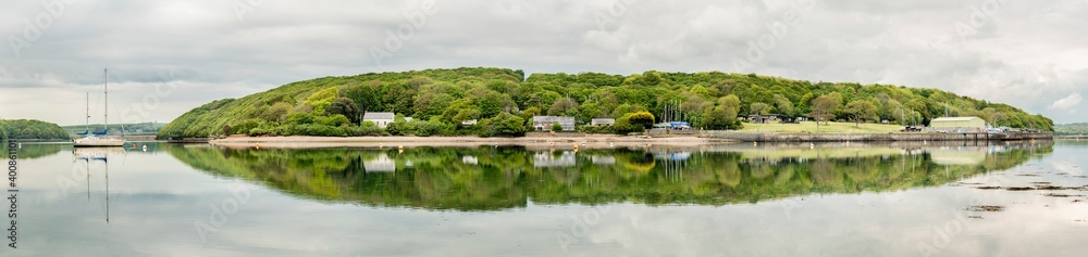 Panorama of River Cleddau estuary in summer, Pembrokeshire, UK Panorama of River Cleddau estuary in summer, Pembrokeshire, UK