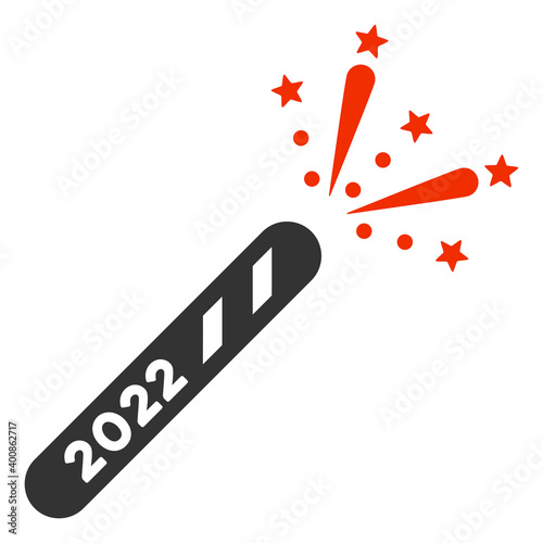 Vector 2022 firecracker illustration. An isolated illustration on a white background.