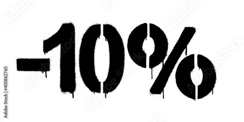 Graffiti discount made by stencil -10 percent. Vector template on white background