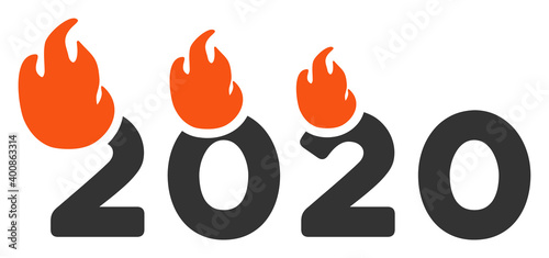 Vector fired 2020 year illustration. An isolated illustration on a white background.