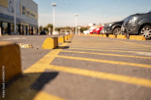 Artistic view of a parking lot on a shopping with perspective during covid quarentine