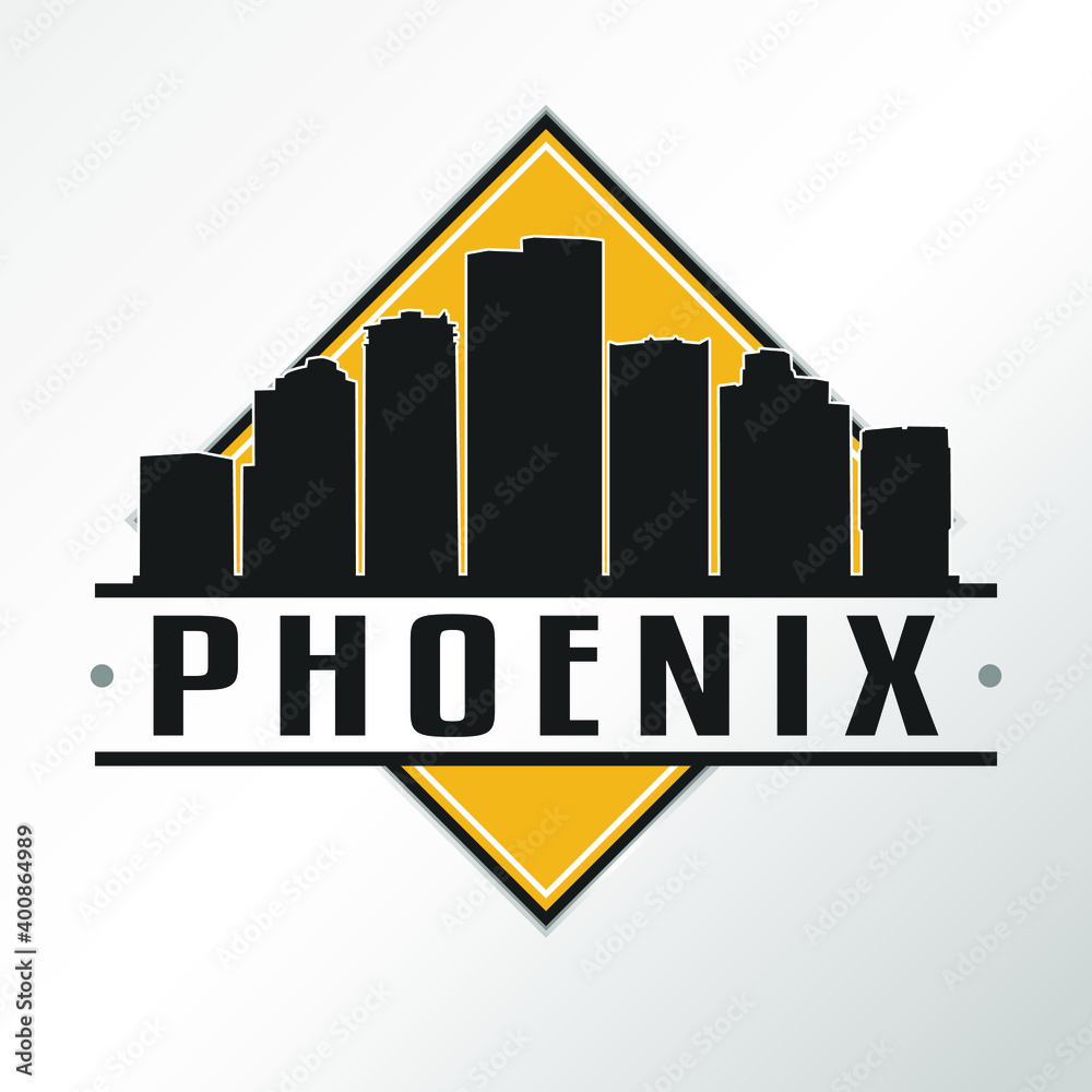 Phoenix Arizona Skyline Logo. Adventure Landscape Design. Vector ...