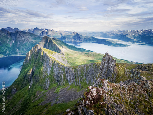 Scenic view of landscape against sky at Husfjellet, Senja, Norway photo