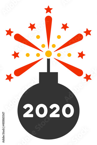 Vector 2020 fireworks detonator illustration. An isolated illustration on a white background.
