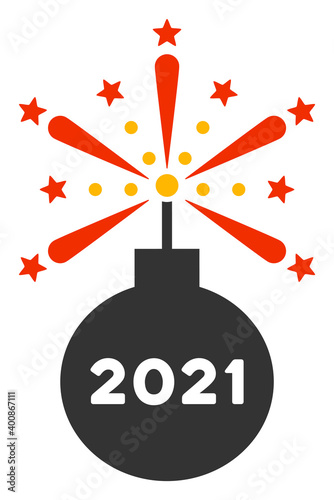 Vector 2021 fireworks detonator illustration. An isolated illustration on a white background.