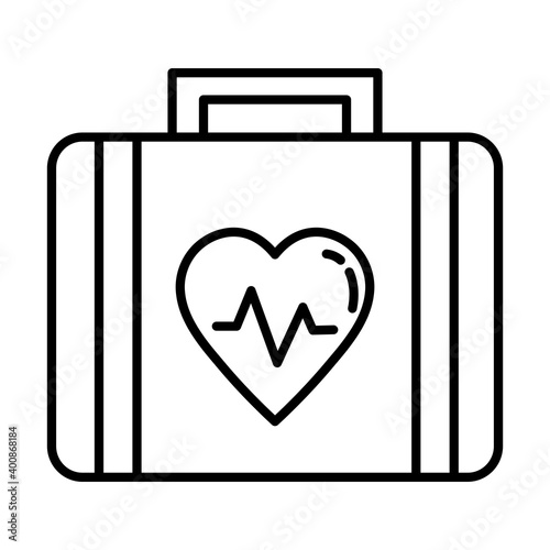 medical kit with heart cardiology line style icon vector illustration design