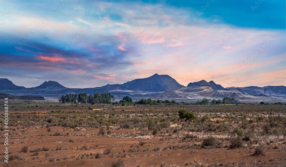 The great Karoo during sunset in Eastern and western Cape South Africa