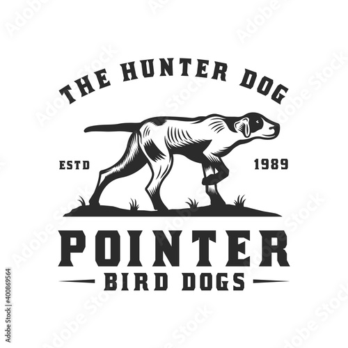 Hunting Dog English Pointer Bird Dog emblem badge