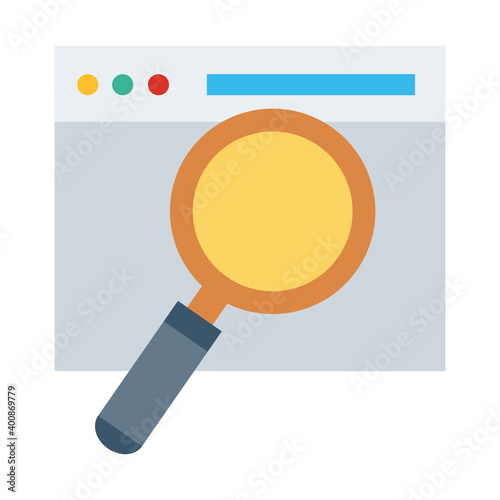 search magnifying glass with webpage template flat style icon vector illustration design