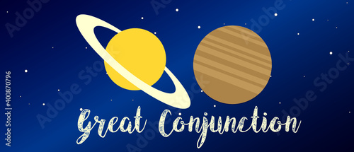 Great conjunction 2020 The conjunction of the planets of Saturn and Jupiter vector