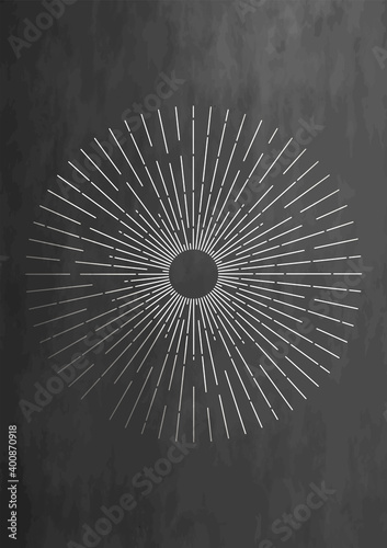 Sunburst celestial minimal ethnic elements design. Vintage magical mystical symbol. Vector illustration