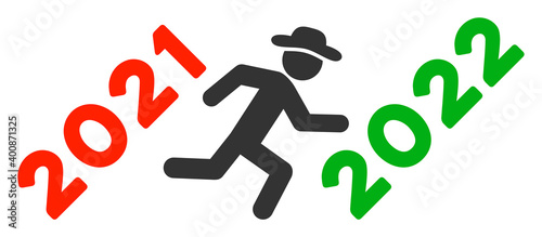 Vector gentleman run to 2022 pictograph. An isolated illustration on a white background.