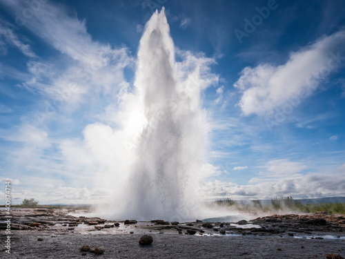 Strokkur Geyser during eruption photo