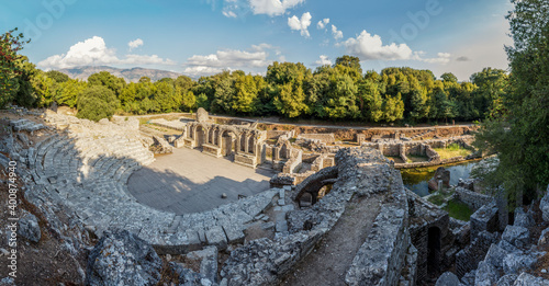 Albania, Vlore County, Butrint, Panorama of ancient Theatre of Buthrotum photo