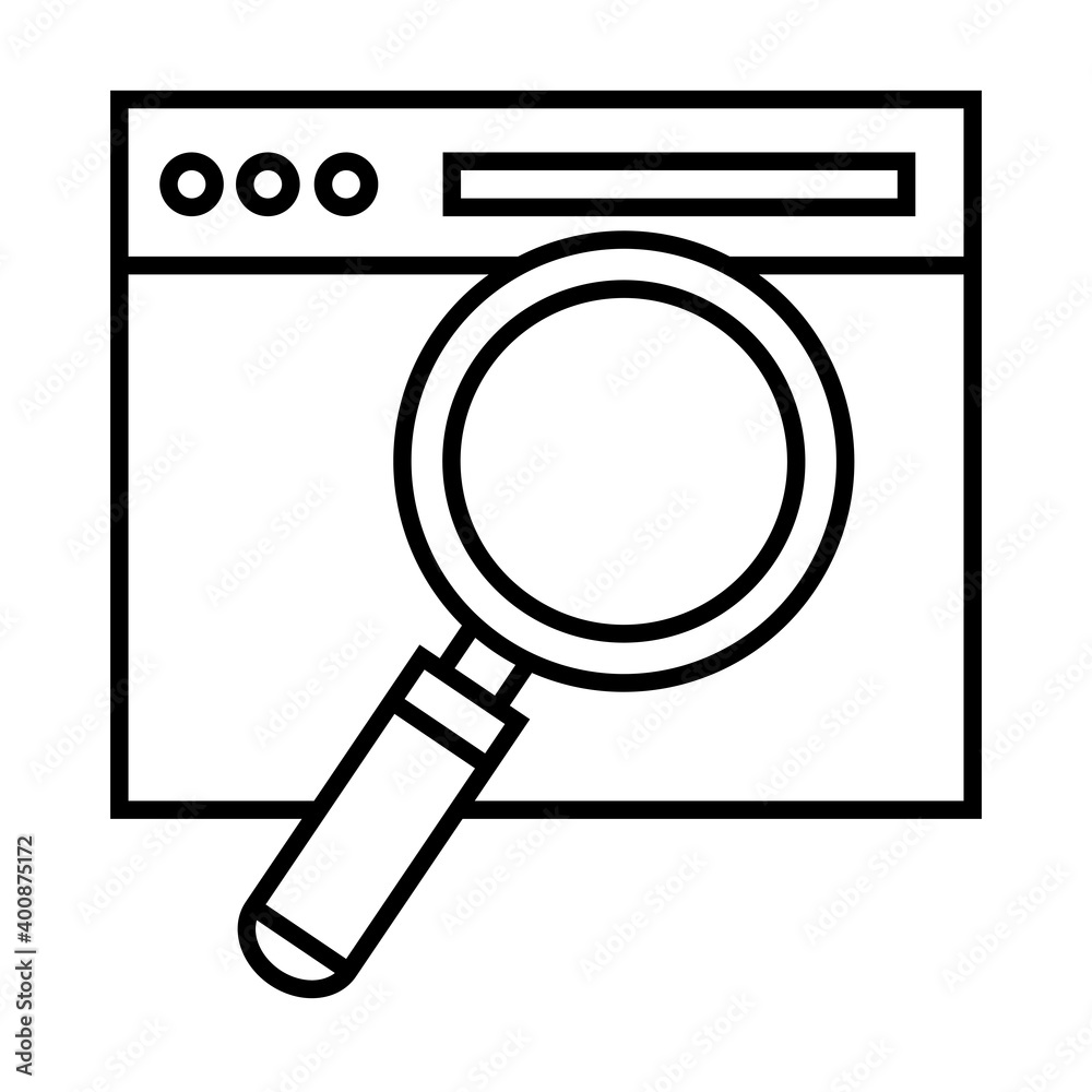 search magnifying glass with webpage template line style icon vector illustration design search magnifying glass with webpage template line style icon vector illustration design