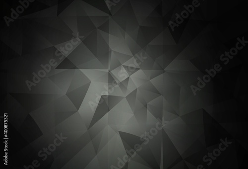 Dark Gray vector shining triangular backdrop.