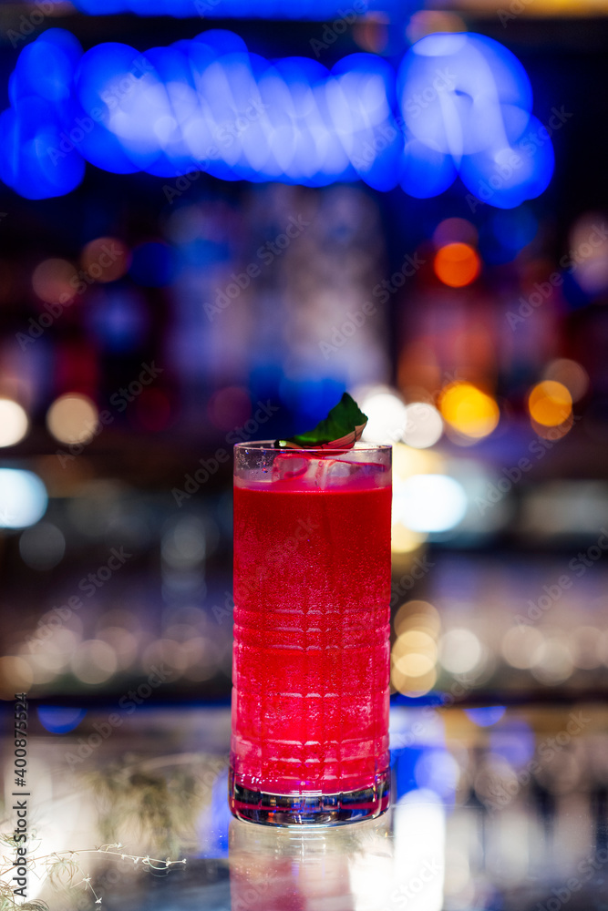 Glass of red colored cocktail Glass of red colored cocktail